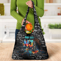 Personalized New Jersey Liberty Bell Graffiti Grocery Bag Urban Street Art - Hand Drawn City Tagging