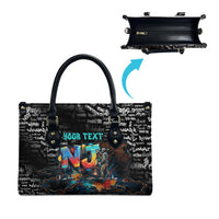 Personalized New Jersey Liberty Bell Graffiti Leather Bag Urban Street Art - Hand Drawn City Tagging