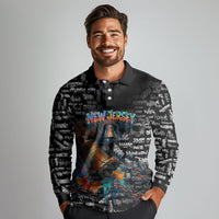 Personalized New Jersey Liberty Bell Graffiti Long Sleeve Polo Shirt Urban Street Art - Hand Drawn City Tagging