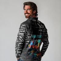 Personalized New Jersey Liberty Bell Graffiti Long Sleeve Polo Shirt Urban Street Art - Hand Drawn City Tagging