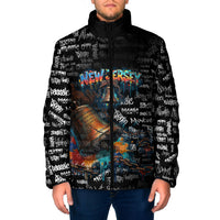 Personalized New Jersey Liberty Bell Graffiti Padded Jacket Urban Street Art - Hand Drawn City Tagging