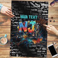 Personalized New Jersey Liberty Bell Graffiti Puzzle Urban Street Art - Hand Drawn City Tagging