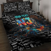 Personalized New Jersey Liberty Bell Graffiti Quilt Bed Set Urban Street Art - Hand Drawn City Tagging