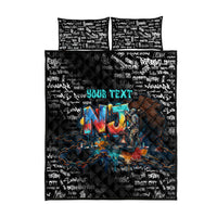 Personalized New Jersey Liberty Bell Graffiti Quilt Bed Set Urban Street Art - Hand Drawn City Tagging
