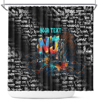 Personalized New Jersey Liberty Bell Graffiti Shower Curtain Urban Street Art - Hand Drawn City Tagging
