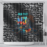 Personalized New Jersey Liberty Bell Graffiti Shower Curtain Urban Street Art - Hand Drawn City Tagging