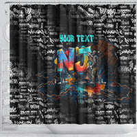 Personalized New Jersey Liberty Bell Graffiti Shower Curtain Urban Street Art - Hand Drawn City Tagging