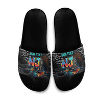 Personalized New Jersey Liberty Bell Graffiti Slide Sandals Urban Street Art - Hand Drawn City Tagging