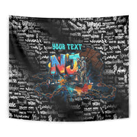 Personalized New Jersey Liberty Bell Graffiti Tapestry Urban Street Art - Hand Drawn City Tagging