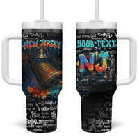 Personalized New Jersey Liberty Bell Graffiti Tumbler With Handle Urban Street Art - Hand Drawn City Tagging