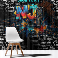 Personalized New Jersey Liberty Bell Graffiti Window Curtain Urban Street Art - Hand Drawn City Tagging