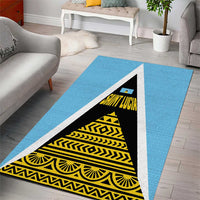 Saint Lucia Tribal Triangle Design Area Rug with Flag Colors and The Land The People The Light Quote - Wonder Print Shop