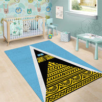 Saint Lucia Tribal Triangle Design Area Rug with Flag Colors and The Land The People The Light Quote - Wonder Print Shop