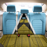 Saint Lucia Tribal Triangle Design Back Car Seat Cover with Flag Colors and The Land The People The Light Quote - Wonder Print Shop