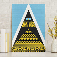 Saint Lucia Tribal Triangle Design Canvas Wall Art with Flag Colors and The Land The People The Light Quote - Wonder Print Shop