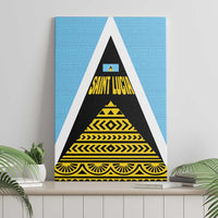 Saint Lucia Tribal Triangle Design Canvas Wall Art with Flag Colors and The Land The People The Light Quote - Wonder Print Shop