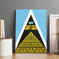 Saint Lucia Tribal Triangle Design Canvas Wall Art with Flag Colors and The Land The People The Light Quote - Wonder Print Shop