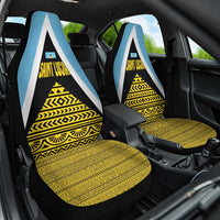Saint Lucia Tribal Triangle Design Car Seat Cover with Flag Colors and The Land The People The Light Quote - Wonder Print Shop