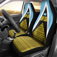 Saint Lucia Tribal Triangle Design Car Seat Cover with Flag Colors and The Land The People The Light Quote - Wonder Print Shop