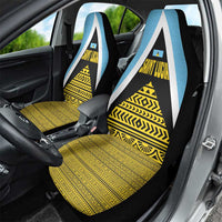 Saint Lucia Tribal Triangle Design Car Seat Cover with Flag Colors and The Land The People The Light Quote - Wonder Print Shop