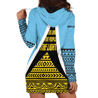Saint Lucia Tribal Triangle Design Hoodie Dress with Flag Colors and The Land The People The Light Quote - Wonder Print Shop