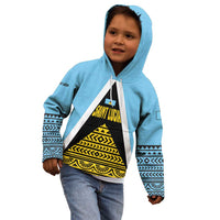 Saint Lucia Tribal Triangle Design Kid Hoodie with Flag Colors and The Land The People The Light Quote - Wonder Print Shop