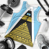 Saint Lucia Tribal Triangle Design Men Tank Top with Flag Colors and The Land The People The Light Quote - Wonder Print Shop