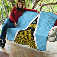 Saint Lucia Tribal Triangle Design Quilt with Flag Colors and The Land The People The Light Quote - Wonder Print Shop