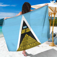 Saint Lucia Tribal Triangle Design Sarong with Flag Colors and The Land The People The Light Quote - Wonder Print Shop