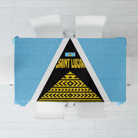 Saint Lucia Tribal Triangle Design Tablecloth with Flag Colors and The Land The People The Light Quote - Wonder Print Shop