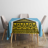 Saint Lucia Tribal Triangle Design Tablecloth with Flag Colors and The Land The People The Light Quote - Wonder Print Shop