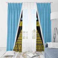 Saint Lucia Tribal Triangle Design Window Curtain with Flag Colors and The Land The People The Light Quote - Wonder Print Shop