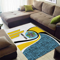 Saint Lucia Modern Tribal Crest Design Area Rug with Flag Colors and Bold Text Layout - Wonder Print Shop