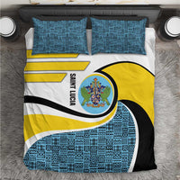Saint Lucia Modern Tribal Crest Design Bedding Set with Flag Colors and Bold Text Layout - Wonder Print Shop