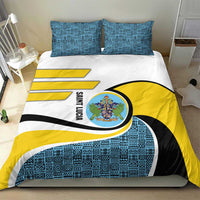 Saint Lucia Modern Tribal Crest Design Bedding Set with Flag Colors and Bold Text Layout - Wonder Print Shop