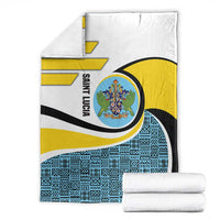 Saint Lucia Modern Tribal Crest Design Blanket with Flag Colors and Bold Text Layout - Wonder Print Shop