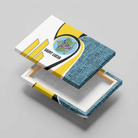 Saint Lucia Modern Tribal Crest Design Canvas Wall Art with Flag Colors and Bold Text Layout - Wonder Print Shop