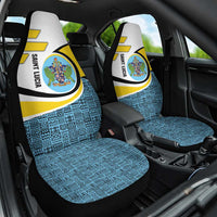 Saint Lucia Modern Tribal Crest Design Car Seat Cover with Flag Colors and Bold Text Layout - Wonder Print Shop