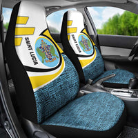 Saint Lucia Modern Tribal Crest Design Car Seat Cover with Flag Colors and Bold Text Layout - Wonder Print Shop