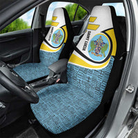 Saint Lucia Modern Tribal Crest Design Car Seat Cover with Flag Colors and Bold Text Layout - Wonder Print Shop