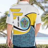 Saint Lucia Modern Tribal Crest Design Hawaiian Shirt with Flag Colors and Bold Text Layout - Wonder Print Shop