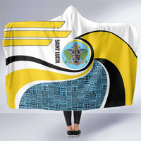 Saint Lucia Modern Tribal Crest Design Hooded Blanket with Flag Colors and Bold Text Layout - Wonder Print Shop