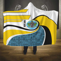 Saint Lucia Modern Tribal Crest Design Hooded Blanket with Flag Colors and Bold Text Layout - Wonder Print Shop