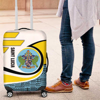 Saint Lucia Modern Tribal Crest Design Luggage Cover with Flag Colors and Bold Text Layout - Wonder Print Shop