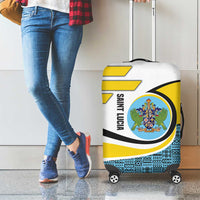 Saint Lucia Modern Tribal Crest Design Luggage Cover with Flag Colors and Bold Text Layout - Wonder Print Shop