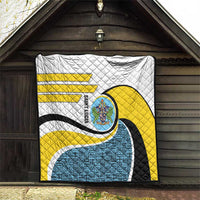 Saint Lucia Modern Tribal Crest Design Quilt with Flag Colors and Bold Text Layout - Wonder Print Shop