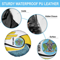 Saint Lucia Modern Tribal Crest Design Spare Tire Cover with Flag Colors and Bold Text Layout - Wonder Print Shop
