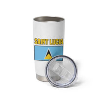 Saint Lucia Modern Tribal Crest Design Tumbler Cup with Flag Colors and Bold Text Layout - Wonder Print Shop