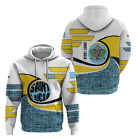 Saint Lucia Modern Tribal Crest Design Zip Hoodie with Flag Colors and Bold Text Layout - Wonder Print Shop