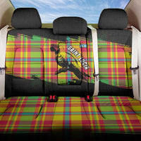 Saint Lucia Parrot Back Car Seat Cover with Madras Pattern and Cultural Black Motif Design - Wonder Print Shop